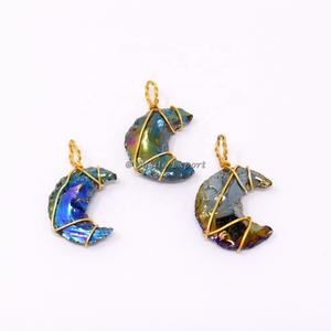 Colgantes curativos de urdimbre de alambre de seis facetas de multifluorita Feng Shui y estilo de amor, técnica grabada de piedras preciosas de ágata tallada - Product Image 3