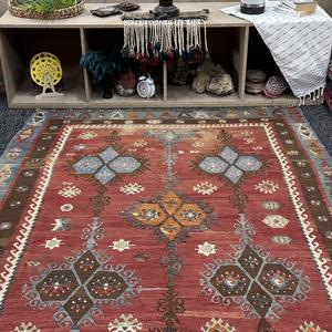 Tapis vintage, tapis de sol de 5,7 x 12,1 pieds, tapis en laine Kilim arc-en-ciel - Product Image 4