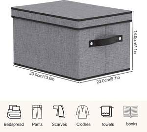 OEM Custom Fabric <b>Storage</b> Bin Lid Foldable <b>Storage</b> Box <b>Shelves</b> Handles Modern Luxury Clothing <b>Shoes</b> Organizer 6-10L Capacity - Product Image 4