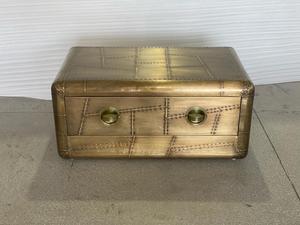 Meuble de rangement bas de style doré moderne avec porte à poignée et 1 tiroir pour grand salon, bois et nacre - Product Image 2