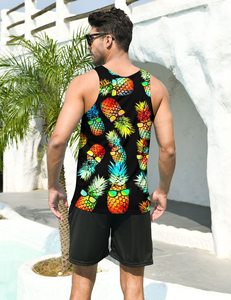Camiseta sin mangas de algodón 100 por ciento para hombre, camiseta de gimnasio sin mangas con estampado 3D, ropa de playa de verano de secado rápido transpirable de talla grande disponible - Product Image 4