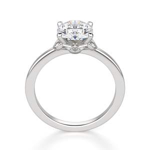 Bague de fiançailles Art Déco en diamant taille ovale 5 pierres pour femme - Product Image 4