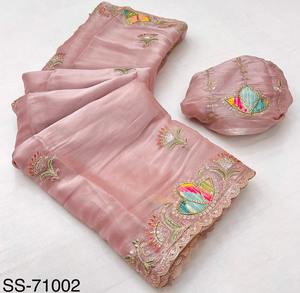 Tejido pesado de diseño nuevo y exclusivo con borde hecho a mano fabricante de Sari de Surat - Product Image 2