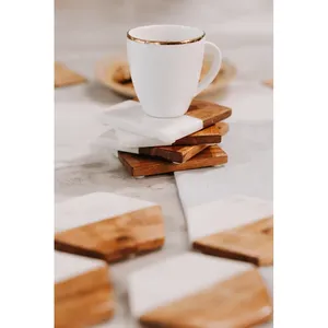 Pendaison de crémaillère marbre bois caboteur ensemble fait à la main boisson tasse tampons décor de table par Msr Overseas - Product Image 4