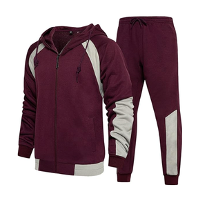 Chándal de gimnasio para hombre de alta calidad Sudadera con capucha y cremallera completa con estampado de lana en contraste Traje de jogging a precio competitivo - Product Image 3