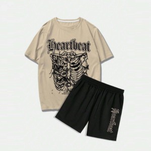 Camisetas Cortas de Algodón con Serigrafía Personalizada para Hombre, Transpirables, de Secado Rápido, Estilo Urbano, Tallas Grandes, Color Sólido, Novedad de Otoño - Product Image 5