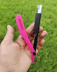 Vente à chaud Rasoirs de salon à lame unique pour hommes Échantillon gratuit Vente en gros en plastique de couleur rose avec manche pour le visage - Product Image 5