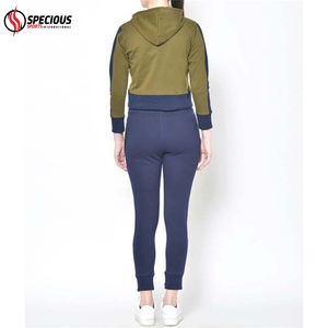 Survêtement décontracté pour femme, à capuche, streetwear, jogging, de qualité supérieure, 100% coton, respirant, écologique, couleur contrastée, faible MOQ - Product Image 5
