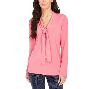 Top Casual da Donna Charter Club in Tessuto Rosa con Laccetti, Taglia Piccola, Decorazione con Bottoni e Motivo Stampato - Product Image 1