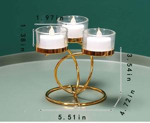 Support de bougie doré brillant à 3 têtes exquis Support de bougie au design unique pour décoration multi-événements disponible en bas quantité minimale de commande - Product Image 4