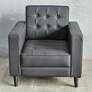 Sillón GSD68035 06, Sofá Individual con Diseño Acolchado, Cuero Genuino Cuadrado, Simili Negro Horneado, Muebles para el Hogar, Metal, Apartamentos - Product Image 3