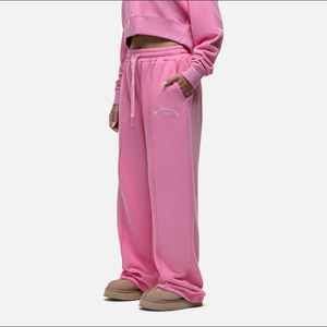 Survêtements 2 pièces rose grande taille avec logo personnalisé pour femmes, respirant, sweat-shirt et pantalon de survêtement, entraînement en salle de sport, streetwear - Product Image 6