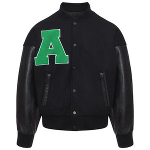 OEM personalizado Streetwear hombres invierno 100% lana Chenille bordado parche cuero genuino mangas bombardero Letterman Varsity chaqueta - Product Image 3