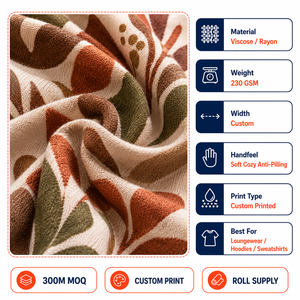 <span class=keywords><strong>Tissu</strong></span> en viscose rayonne 230 GSM pour la fabrication de collections de pyjamas et de vêtements d'intérieur, doux et respirant, impression personnalisée, vente <span class=keywords><strong>au</strong></span> rouleau - Product Image 2
