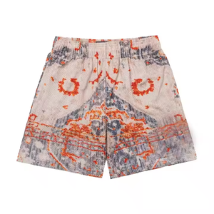 Logo personnalisé OEM Short de sport de fitness pour hommes Streetwear 100% coton motif acide USA XS maille élastique à la taille - Product Image 6