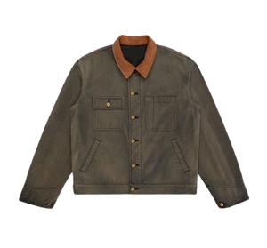 Super Quality Heavy-Duty Canvas Formal Worker <b>Jacket</b> Stand Collar Button-Up <b>Denim</b> Custom Front Outdoor Embroidery Decoration - Product Image 3