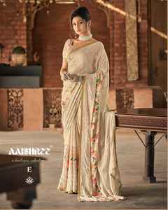 Dernier concepteur femmes doux Georgette imprimé Saree paillettes vente chaude tenue de fête décontractée mariage Sari prix de gros Inde - Product Image 2