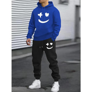 ชุดเสื้อสเวตเชิ้ตมีฮู้ดแขนยาวและกางเกงขายาวสำหรับผู้ชาย ฤดูใบไม้ร่วง/ฤดูหนาว ชุดลำลองแนวสปอร์ตแฟชั่นทันสมัย - Product Image 2