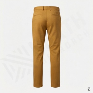 Pantalon chino slim pour homme, décontracté, uni, à taille mi-haute, coupe droite, design premium, couleur personnalisée, doux - Product Image 2