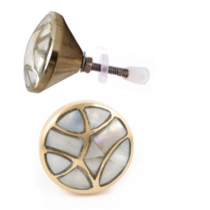 Boutons et poignées d'armoire en laiton en corne d'os en bois de résine nacrée pour armoire tiroir cuisine et chambre à coucher - Product Image 2