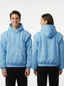 Sweat-shirts décontractés chauds et confortables avec boutons-pression pour unisexe, sweat-shirt d'hiver avec capuche, sweat-shirts en laine unis et simples pour hommes - Product Image 4