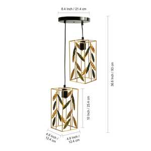 Iron Chandelier for Diwali 2 Lamp Shades 36.6 Inches Eco-Friendly Feature - Product Image 4