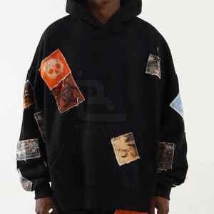 Streetwear Sweat à capuche patchwork d'hiver pour homme avec fermeture à glissière Logo et design personnalisés 100% coton respirant à séchage rapide - Product Image 2