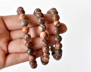 High Quality Leopardskin Jasper 8mm Round <b>Beaded</b> <b>Bracelet</b> Lovers Pattern Classic Style for Meditation Tibetan Buddhism Occasions - Product Image 3