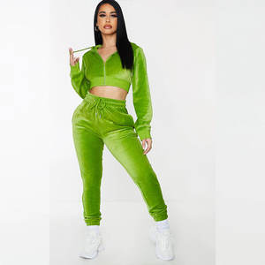 New Design <b>Womens</b> Track Suits Crop Hoodie <b>Velour</b> <b>Tracksuit</b> Soft Two Pieces Velvet <b>Tracksuit</b> For <b>Women</b> - Product Image 1