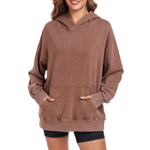 Ropa de calle 100% algodón sudaderas con capucha de peso pesado para hombre lavado con ácido Crop de gran tamaño desgastado Unisex de manga completa sudaderas con capucha - Product Image 3