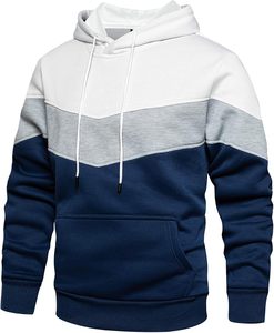 Sweat à capuche chaud d'hiver pour hommes en coton épais avec poche kangourou pull surdimensionné à épaules tombantes motif solide à la mode - Product Image 5