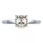 AAA+ Quality 3.25 Ct Vvs1-Asscher Near White Moissanite Diamond Engagement <b>925</b> <b>Silver</b> <b>Ring</b> Cus-Jew38 - Product Image 3