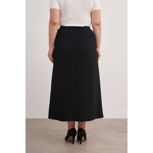 <b>Black</b> Knitted Wrap <b>Skirt</b> with Floral Embroidery and Belt - Product Image 6