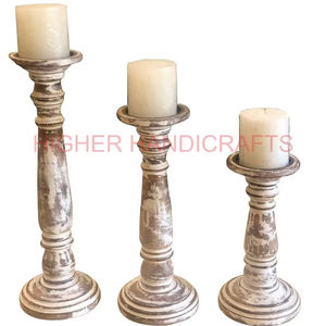 Premium Quality Handcrafted Rustic Acacia Wood <b>Candle</b> Stand <b>Set</b> 3 Standing <b>Candle</b> Holders Lanterns for Home Decoration for - Product Image 3