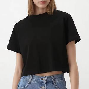 Top qualité OEM personnalisé femmes recadrée droite coton t-shirt été décontracté à manches courtes Boxy t-shirt respirant hauts pour les femmes - Product Image 1