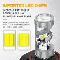 Ampoule de phare LED 15W H7 H11 9005 9006 4000LM 6000K avec mini lentille de projecteur, lumière blanche, pour moto et feu antibrouillard