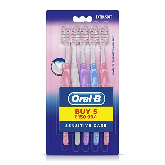 Oral-b hassas bakım (ekstra yumuşak) kıllar diş fırçası yetişkinler için 5 adet paketi yumuşak diş fırçası aile paketi diş temizleme