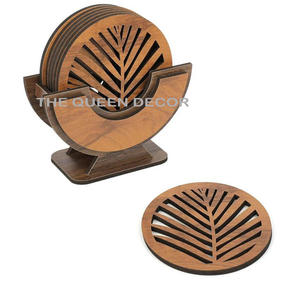 Sous-verres design feuille d'or aluminium et métal de qualité supérieure Ensemble de 4 Sous-verres élégants inspirés de la nature pour table à manger Prix de gros - Product Image 4