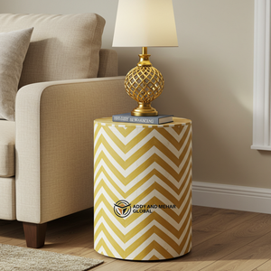 Mesita de Noche Moderna de Alta Calidad con Incrustaciones de Hueso Amarillo Ecológico, Diseño Decorativo Elegante con Patrón de Vid Floral, Precio Disponible - Product Image 6