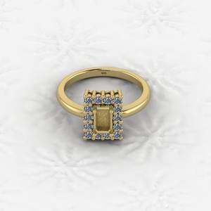 Componentes de Joyería de Alta Calidad, Plata de Ley 925 Genuina, Base para Anillo Semi-Montado con Zirconia Cúbica Octogonal de 3x5mm y Engaste de 1.8mm - Product Image 1