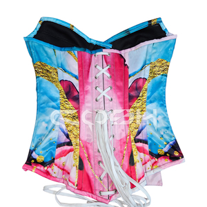 Haut de corset en satin sublimé à motif marbre numérique abstrait pour soirées et événements festifs, fabricant de corsets amincissants - Product Image 6