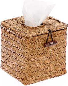 Boîte à mouchoirs en rotin tissé rond adapté à une utilisation à long terme tout en conservant un look élégant et intemporel - Product Image 6