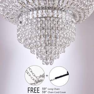 โคมไฟระย้าคริสตัลติดเพดานสไตล์เอ็มไพร์คลาสสิกหรูหรา K9โคมไฟโครเมียมหรูหรา15ดวงสำหรับห้องนั่งเล่น - Product Image 5