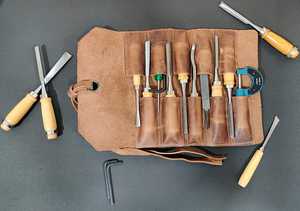 กระเป๋าเครื่องมือช่างหนังกระเป๋าเครื่องมือม้วนแบบพกพาพับได้สำหรับงานหนักสไตล์วินเทจ - Product Image 4