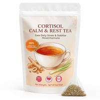 Thé de relaxation pour la gestion du cortisol, soutien vitalité, sans caféine, étiquette nette, sachet à base de plantes 3g, 15 unités