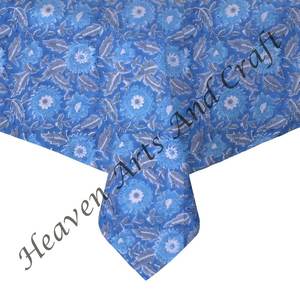 2025 Fabricante al por mayor diseño Paisley mantel cuadrado bloque de mano impreso 100% tela de algodón puro - Product Image 3