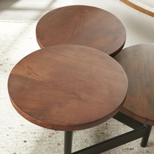 โต๊ะข้างโซฟาตกแต่ง,โครงเหล็กเคลือบผงสีดำโต๊ะข้างโซฟาไม้3ชั้นงานหัตถกรรมโลหะอินเดีย - Product Image 3