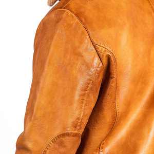 Chaqueta de cuero de motorista para hombre, chaqueta de moto transpirable y de piel de vaca original bordada personalizada a prueba de viento para hombre, novedad - Product Image 3