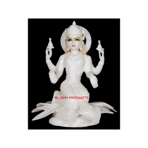 Statue de Laxmi Mata en marbre blanc de qualité supérieure, finement polie et brillante, pour la décoration de la maison et des temples. - Product Image 1