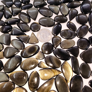 Obsidiana Dorada Mexicana de Alta Calidad, Gema Natural Suelta, Cabujón con Brillo Dorado Opalescente para Decoración de Uñas, Venta al Por Mayor - Product Image 1